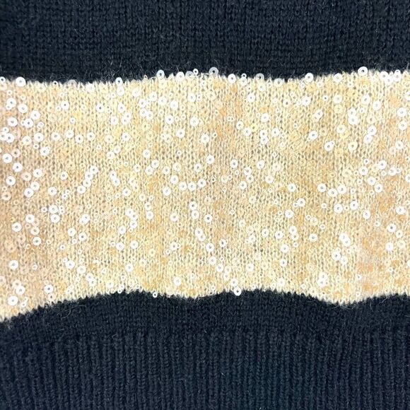 **** J. Crew Wynter Black and Gold Sequin Striped Sweater (G) *** - Picture 4 of 8